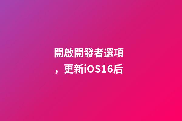 開啟開發者選項，更新iOS16后-第1張-觀點-玄機派